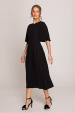 Dagkjole Stylove til dame fra MS StyleHaven, laget av polyester; Elastan-1, farge Blå 2, størrelse L, med 3-4; short ermer, perfekt til casual; dress