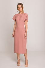 Dagkjole Stylove til dame fra MS StyleHaven, laget av polyester; Elastan-1, farge Grønn, størrelse L, med short ermer, perfekt til casual; dress