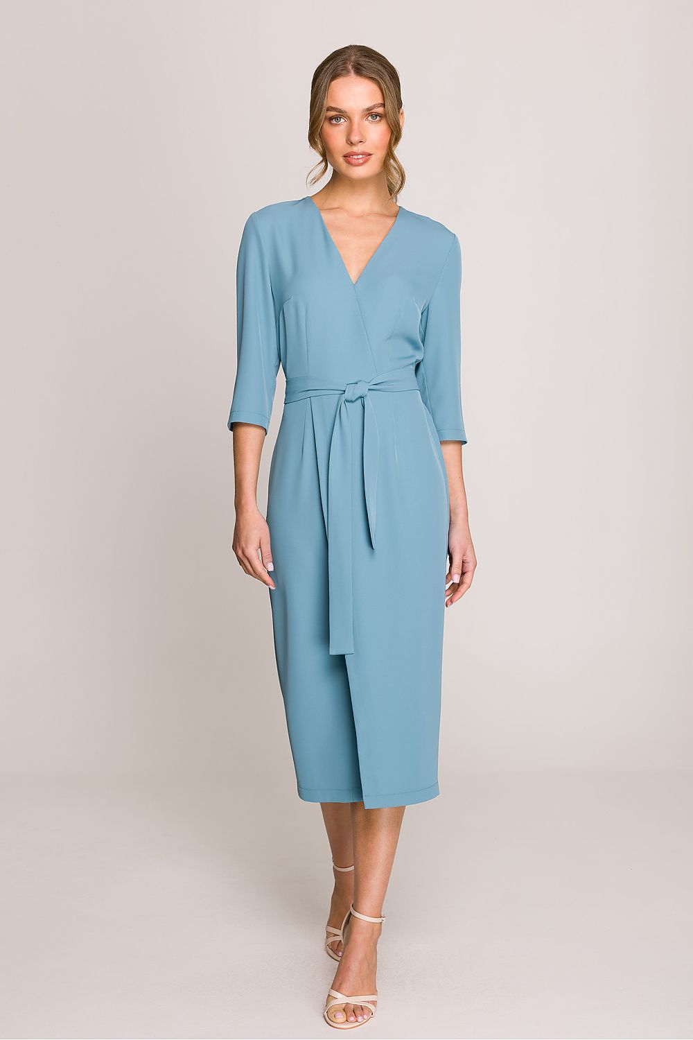 Dagkjole Stylove til dame fra MS StyleHaven, laget av polyester, farge Blå, størrelse M, med lang ermer, perfekt til casual; dress
