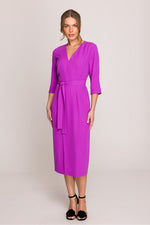 Dagkjole Stylove til dame fra MS StyleHaven, laget av polyester, farge Rosa, størrelse XL, med lang ermer, perfekt til casual; dress