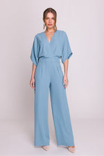 Jumpsuit / Stylove til dame fra MS StyleHaven, laget av polyester, farge Blå, størrelse s, med short ermer, perfekt til casual; dress
