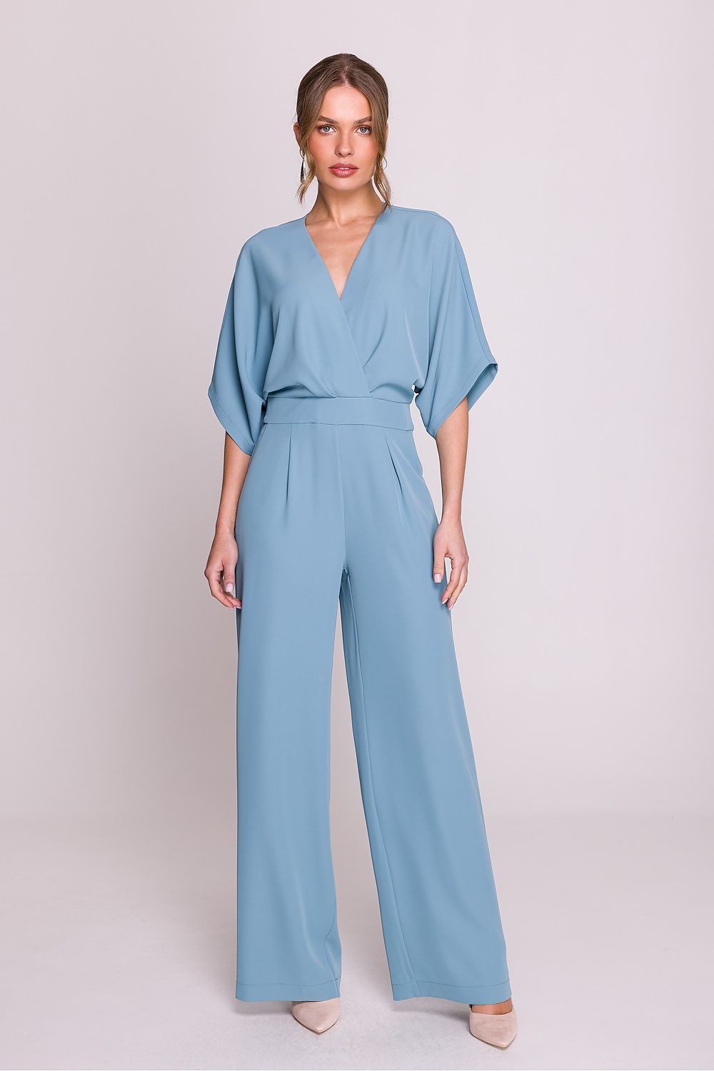 Jumpsuit / Stylove til dame fra MS StyleHaven, laget av polyester, farge Blå, størrelse s, med short ermer, perfekt til casual; dress