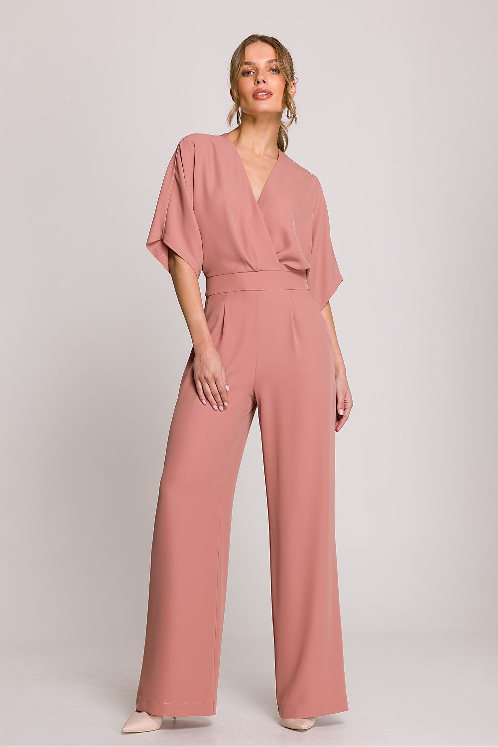 Jumpsuit / Stylove til dame fra MS StyleHaven, laget av polyester, farge Blå, størrelse L, med short ermer, perfekt til casual; dress