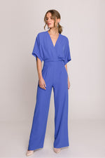 Jumpsuit / Stylove til dame fra MS StyleHaven, laget av polyester, farge Blå, størrelse XXL, med short ermer, perfekt til casual; dress