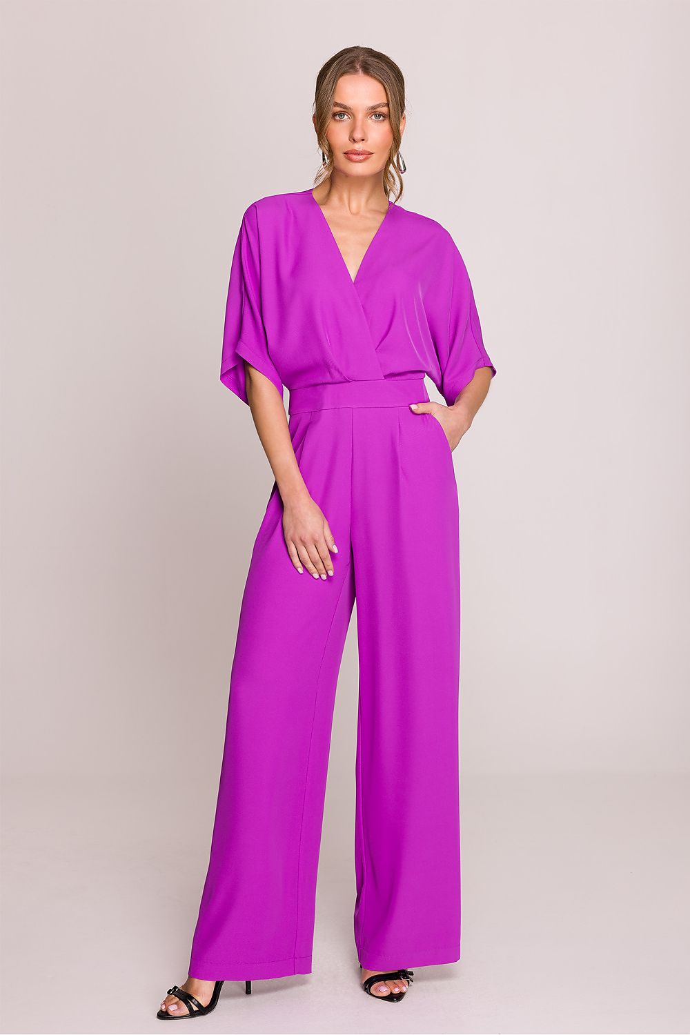 Jumpsuit / Stylove til dame fra MS StyleHaven, laget av polyester, farge Rosa, størrelse M, med short ermer, perfekt til casual; dress