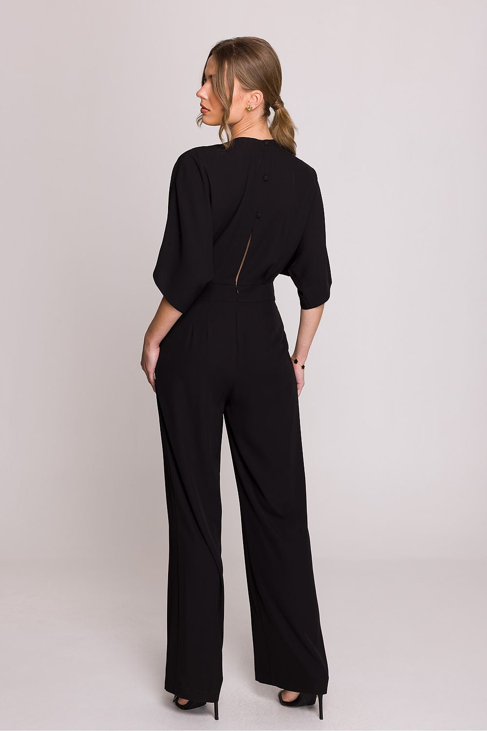 Jumpsuit / Stylove til dame fra MS StyleHaven, laget av polyester, farge Blå 2, størrelse M, med short ermer, perfekt til casual; dress