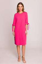 Dagkjole Stylove til dame fra MS StyleHaven, laget av polyester; Viskose, farge Rosa, størrelse s, med short; 3-4 ermer, knee-1 lengde, kjolestil a-line, perfekt til casual; dress