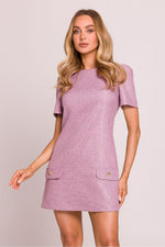 A-fasong Dagkjole - Moe til dame fra MS StyleHaven, laget av polyester; rayon, farge Rosa, størrelse s, med short ermer, mini lengde, kjolestil a-line, perfekt til dress