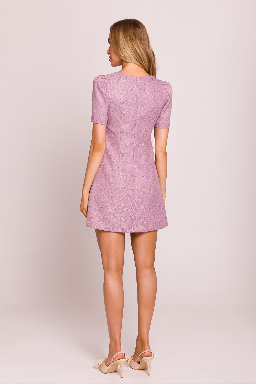 A-fasong Dagkjole - Moe til dame fra MS StyleHaven, laget av polyester; rayon, farge Rosa, størrelse L, med short ermer, perfekt til dress