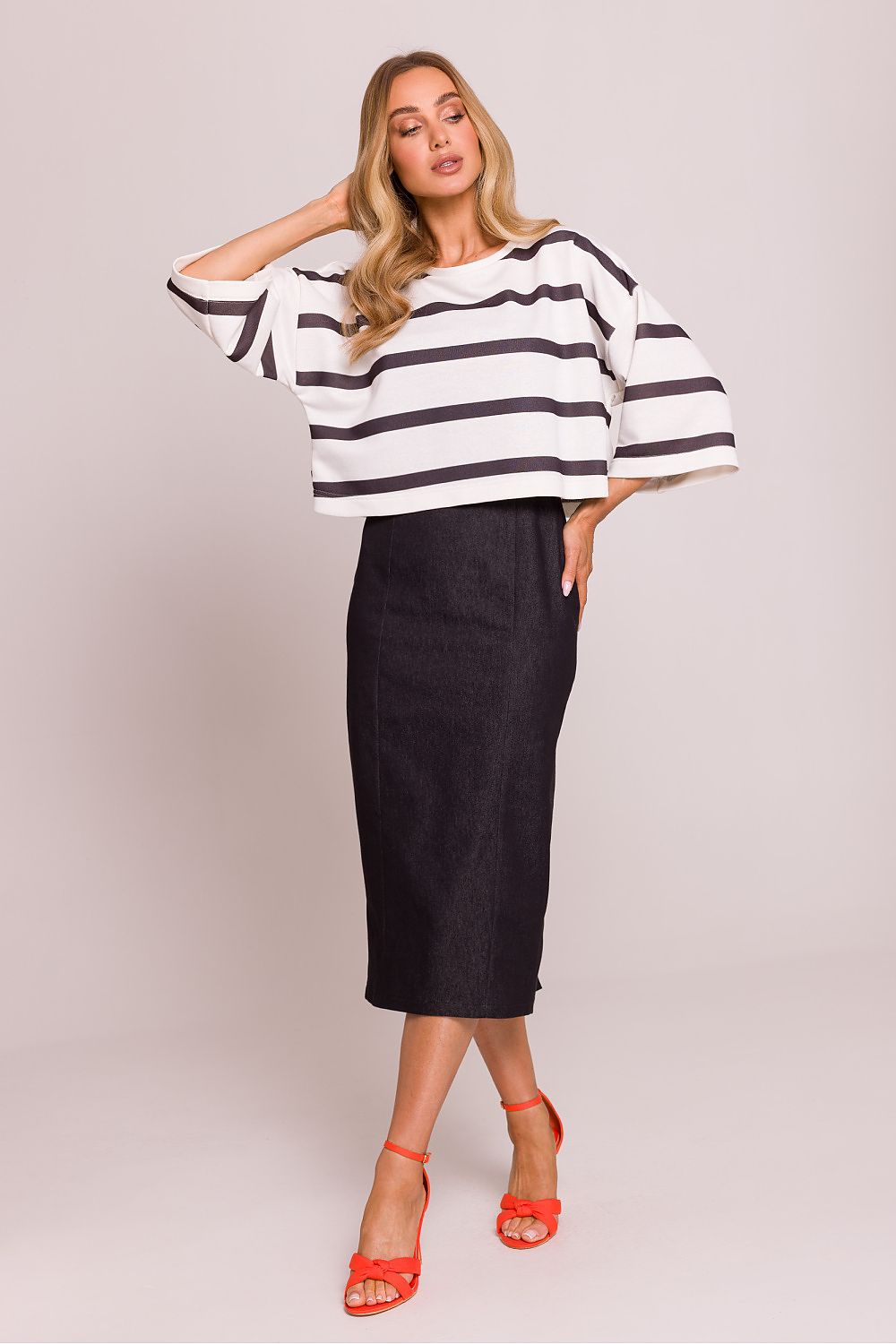 Oversized Genser - Moe til dame fra MS StyleHaven, laget av Bomull; polyester, farge Flerfarget 3, størrelse L/XL, med 45720 ermer, perfekt til dress