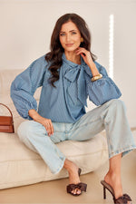 Romantisk bomullsbluse – Roco Fashion fra MS StyleHaven, størrelse 36, med long, bukselengde long, kjolelengde mini, kjolestil wrap; a-line