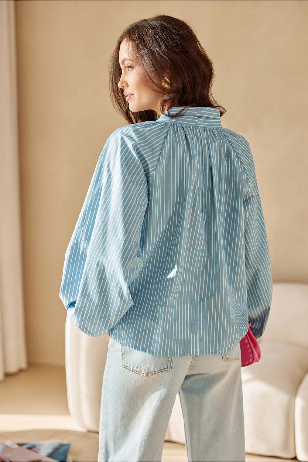Romantisk bomullsbluse – Roco Fashion fra MS StyleHaven, størrelse 38, med long, bukselengde long, kjolelengde mini, kjolestil wrap; a-line