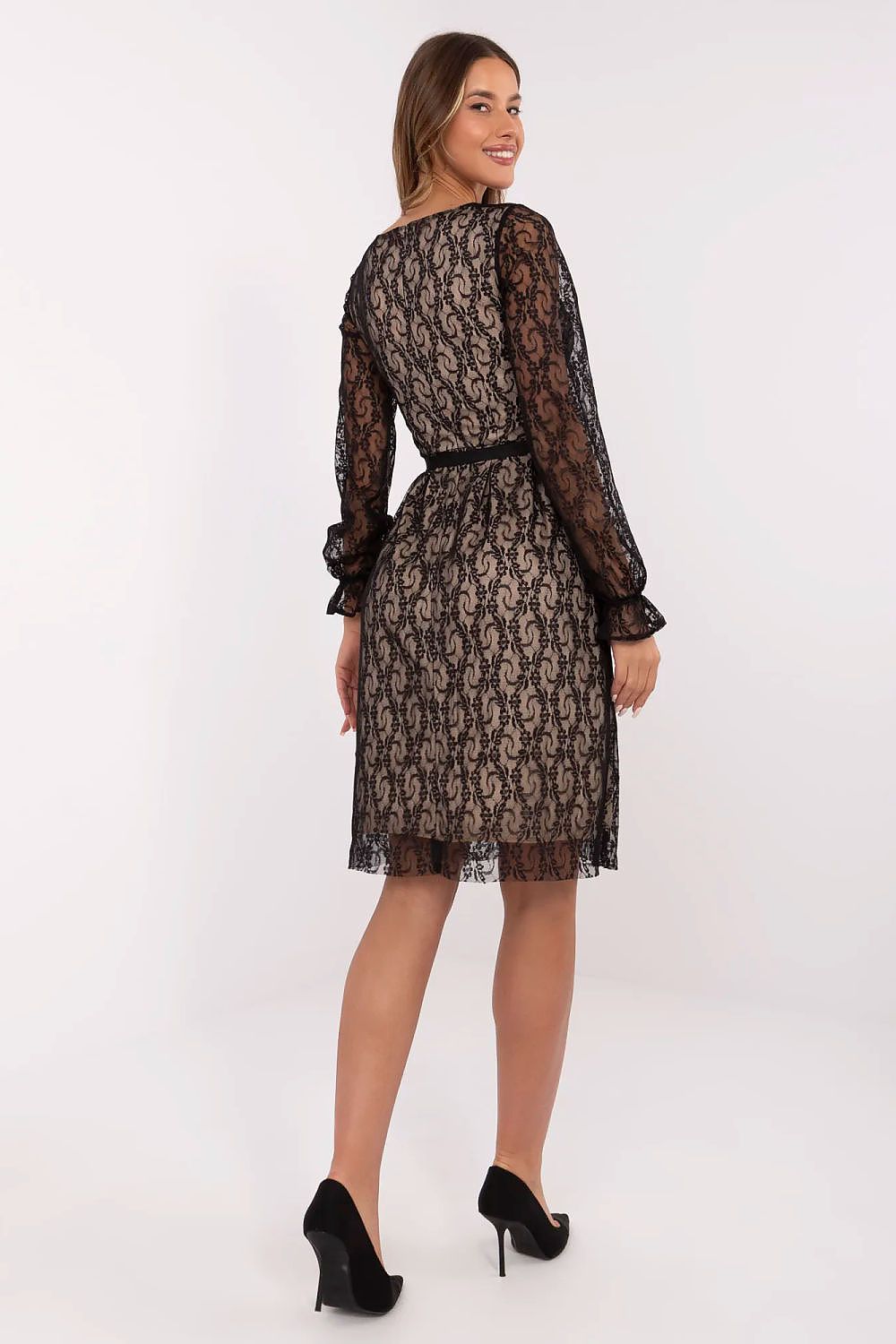 Lakerta Cocktailkjole til dame fra MS StyleHaven, laget av Bomull; polyester, farge Svart, størrelse 42, med long ermer, perfekt til casual; dress