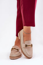 Mocassin Step in Style til dame fra MS StyleHaven, laget av Bomull, farge beige, størrelse 38, med short ermer, perfekt til dress; casual