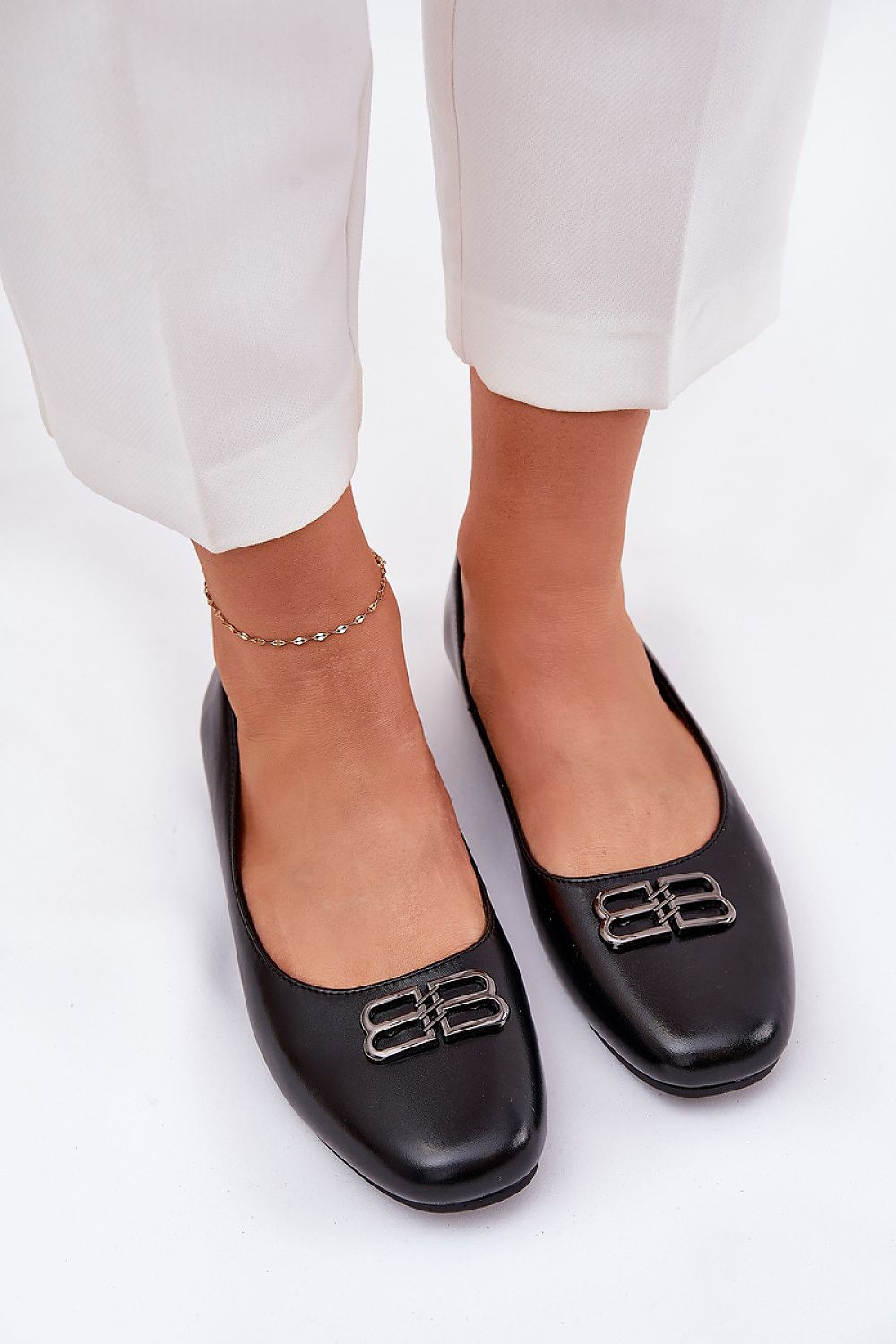 ballerina sko i imitert skinn - Step in style til dame fra MS StyleHaven, laget av Bomull; polyester, farge Svart, størrelse 38, med 45720 ermer, perfekt til casual; dress