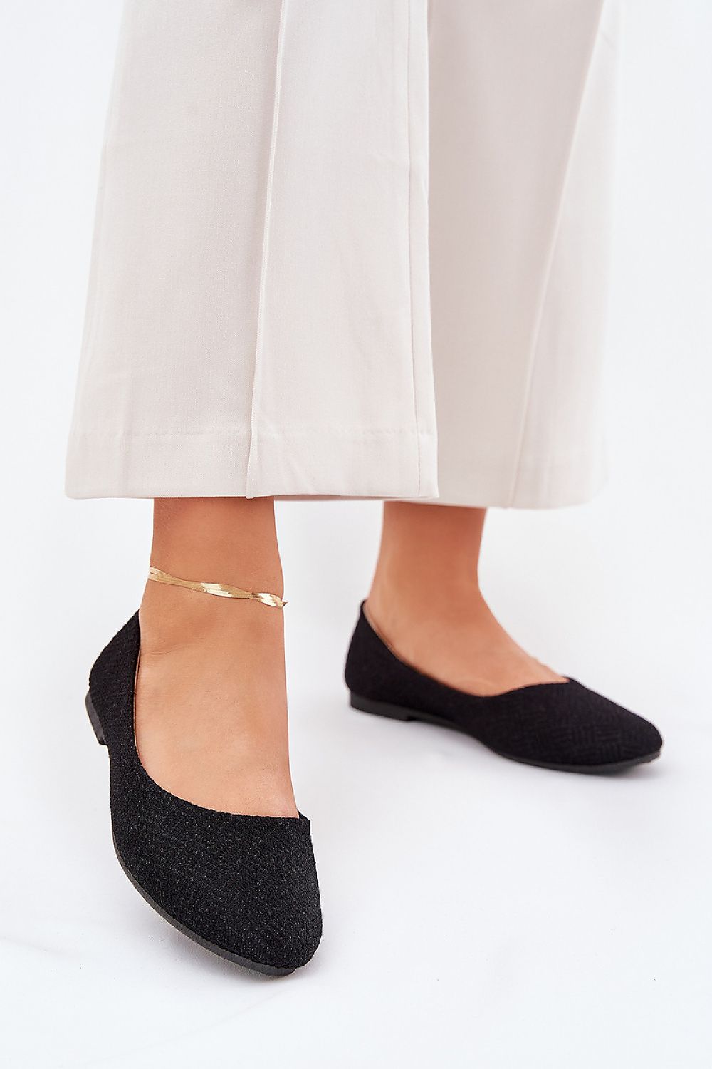 ballerina-sko Step in style til dame fra MS StyleHaven, laget av Bomull; polyester, med detaljer i synthetic, farge Svart, størrelse 36, med 45720 ermer, hælhøyde low; flat, skostørrelse 36; 37; 38; 39; 40; 41, perfekt til casual; dress