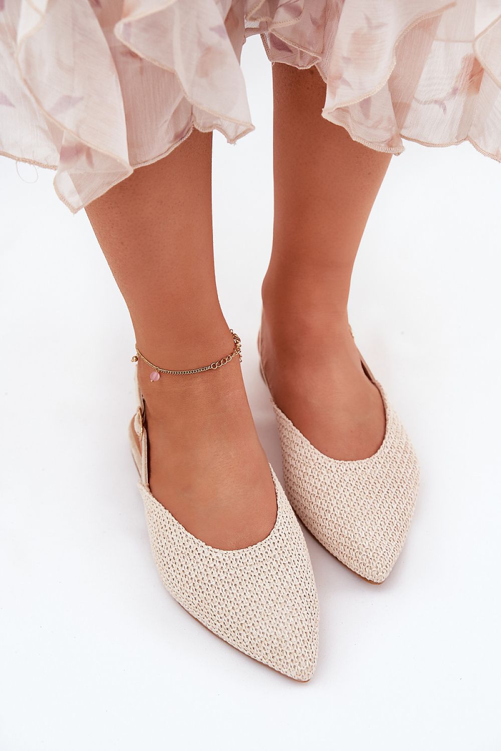 ballerina-sko Step in style til dame fra MS StyleHaven, laget av Bomull; polyester, med detaljer i synthetic, farge beige, størrelse 36, med 45720 ermer, hælhøyde low; flat, skostørrelse 36; 37; 38; 39; 40; 41, perfekt til casual; dress