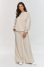 Sett Makadamia til dame fra MS StyleHaven, laget av Bomull; Elastan-1, farge beige, størrelse 36, med short ermer, perfekt til casual; dress