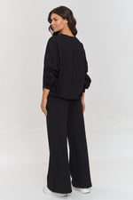 Sett Makadamia til dame fra MS StyleHaven, laget av Bomull; Elastan-1, farge Svart, størrelse 36, med short ermer, perfekt til casual; dress