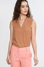 Bluse Nife til dame fra MS StyleHaven, laget av Viskose, farge Brun, størrelse 36, med sleeveless; 3-4 ermer, perfekt til casual; dress