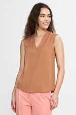 Bluse Nife til dame fra MS StyleHaven, laget av Viskose, farge Brun, størrelse 42, med sleeveless; 3-4 ermer, perfekt til casual; dress