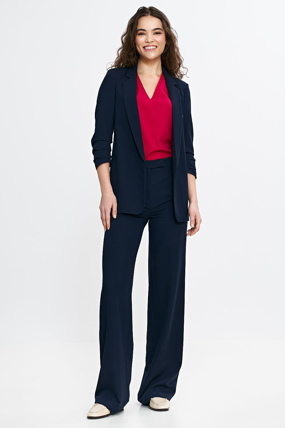 Jakke Nife til dame fra MS StyleHaven, laget av Viskose, farge Marineblå, størrelse 36, med short ermer, perfekt til casual; dress