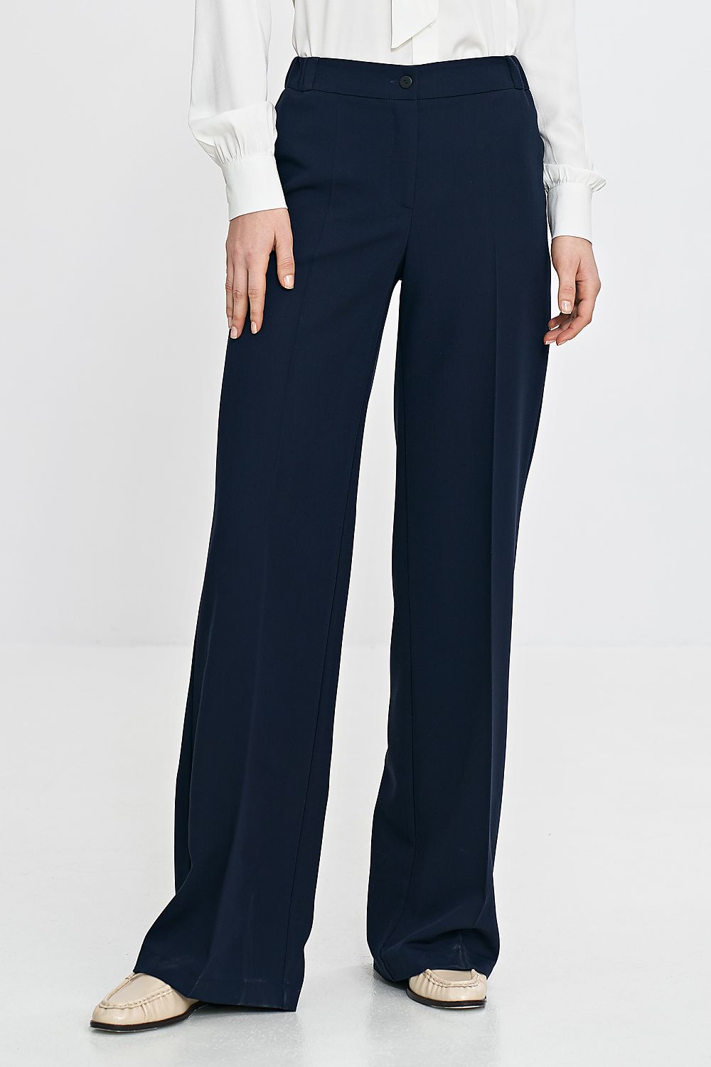 Bukser Nife til dame fra MS StyleHaven, laget av polyester; Viskose, farge Marineblå, størrelse 36, med sleeveless ermer, perfekt til casual; dress