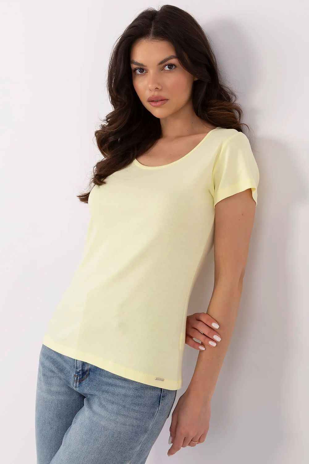 T-skjorte Relevance til dame fra MS StyleHaven, laget av Bomull; Elastan-1, farge Grønn, størrelse S/M, med short ermer, perfekt til dress