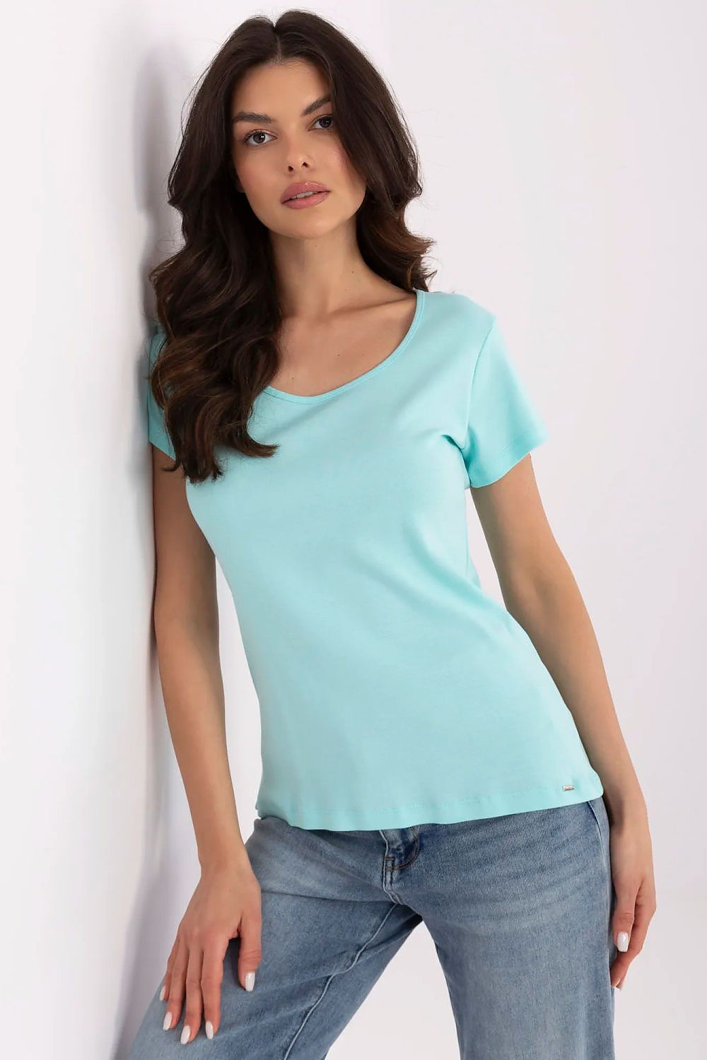 T-skjorte Relevance til dame fra MS StyleHaven, laget av Bomull; Elastan-1, farge Blå, størrelse S/M, med short ermer, perfekt til dress
