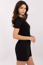 T-skjorte Relevance til dame fra MS StyleHaven, laget av Bomull; Elastan-1, farge Svart, størrelse s, med short ermer, perfekt til dress