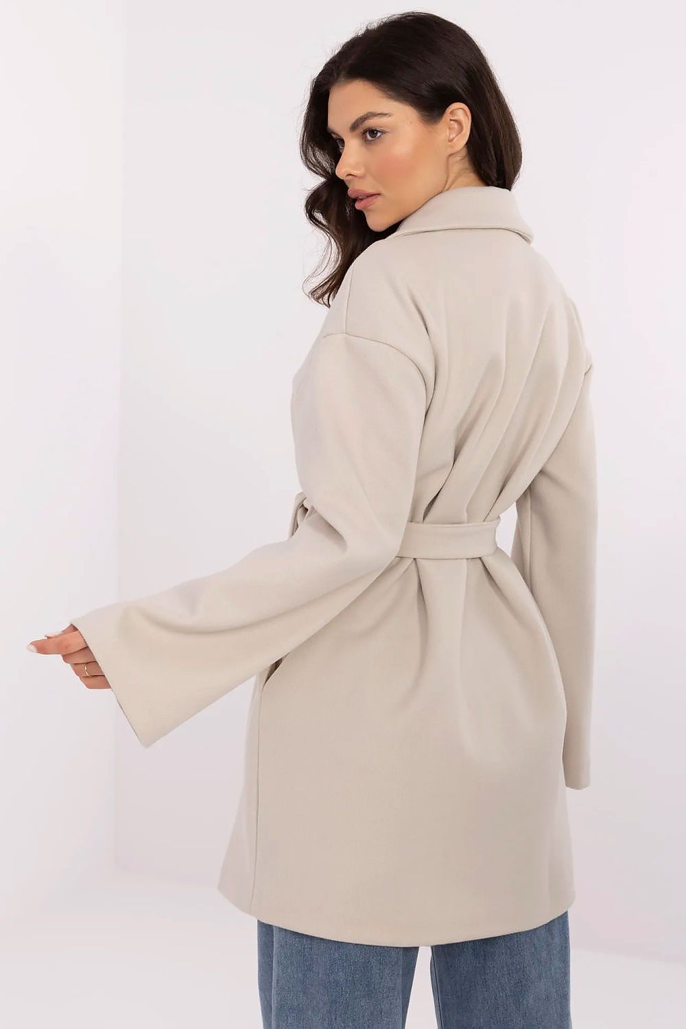 Frakk - Och Bella til dame fra MS StyleHaven, laget av polyester, farge beige, størrelse L, med long ermer, perfekt til casual; dress