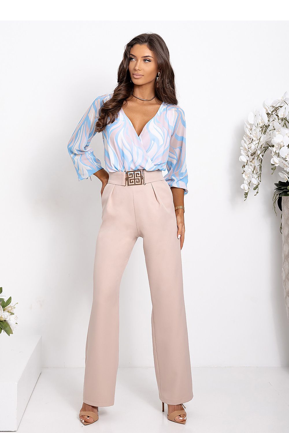 Blomstrete Todelt Sett / With You til dame fra MS StyleHaven, laget av polyester, farge Rosa, størrelse 38, med short ermer, perfekt til casual; dress