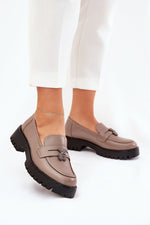 Mocassin Step in Style til dame fra MS StyleHaven, laget av Bomull, med detaljer i leather, farge beige, størrelse 36, med short ermer, hælhøyde low, skostørrelse 36; 37; 38; 39; 40, perfekt til casual; dress