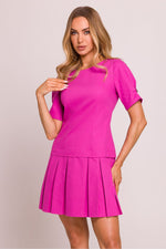 Minikjole - Moe til dame fra MS StyleHaven, laget av Bomull; polyester, farge Rosa, størrelse s, med short ermer, mini lengde, kjolestil flared, perfekt til dress