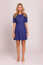 Minikjole - Moe til dame fra MS StyleHaven, laget av Bomull; polyester, farge Blå, størrelse s, med short ermer, perfekt til dress