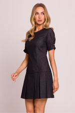 Minikjole - Moe til dame fra MS StyleHaven, laget av Bomull; polyester, farge Blå, størrelse L, med short ermer, perfekt til dress
