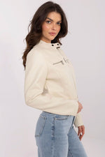 Jakke NM til dame fra MS StyleHaven, laget av rayon; Lin, farge beige, størrelse s, med short ermer, perfekt til casual; dress