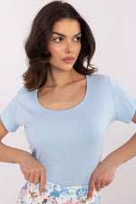 T-skjorte Relevance til dame fra MS StyleHaven, laget av Bomull; Elastan-1, farge beige, størrelse L/XL, med short ermer, perfekt til dress