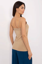 Topp Sublevel til dame fra MS StyleHaven, laget av Bomull, farge beige, størrelse M, med sleeveless ermer