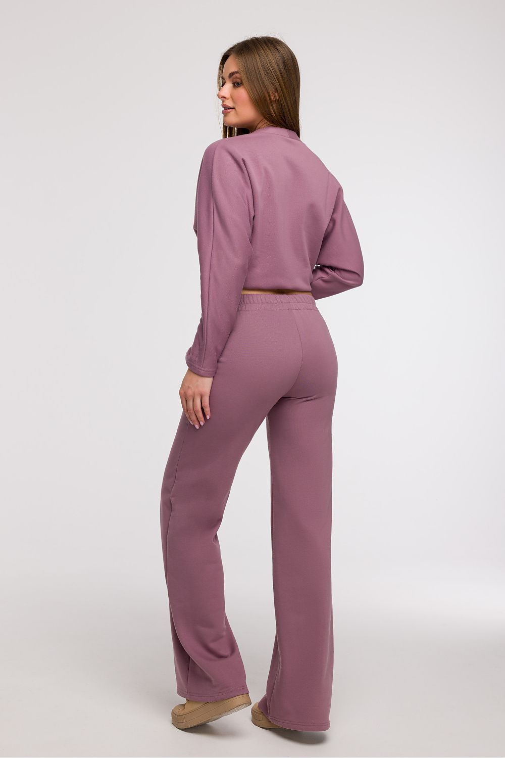 Uanstrengt Grace - Joggebukse med vidde ben med frontsøm til dame fra MS StyleHaven, laget av Bomull; polyester, farge Fiolett, størrelse M, med 45720 ermer, perfekt til dress