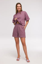 Shorts BeWear til dame fra MS StyleHaven, laget av Bomull; polyester, farge Fiolett, størrelse M, med long ermer, perfekt til dress