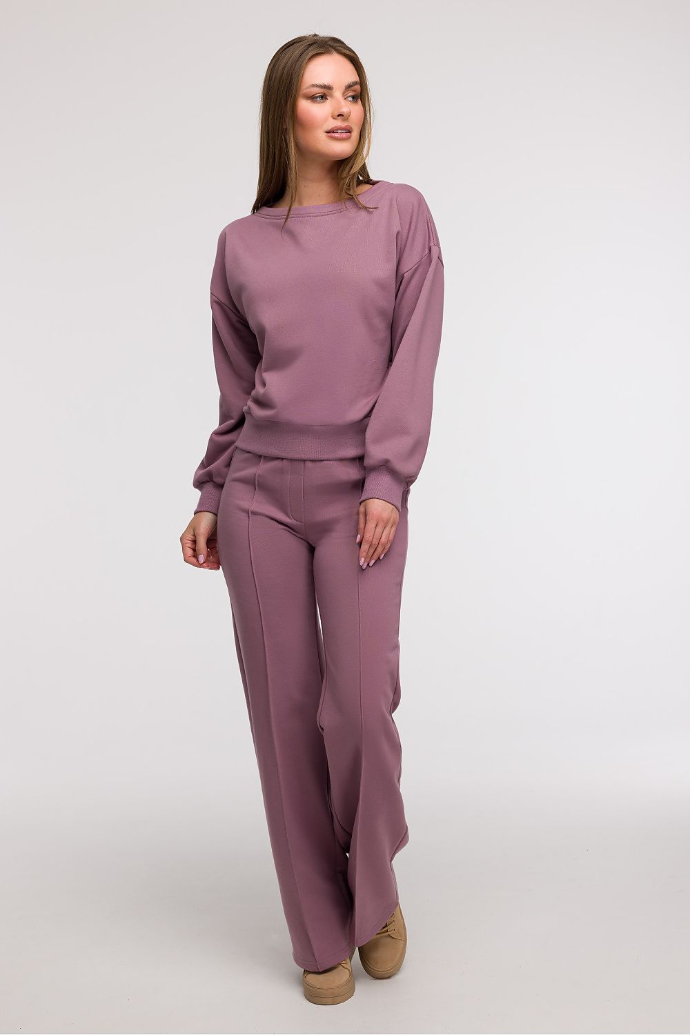 BeWear bluse med åpen rygg til dame fra MS StyleHaven, laget av Bomull; polyester, farge Fiolett, størrelse M, med long ermer, perfekt til casual; dress