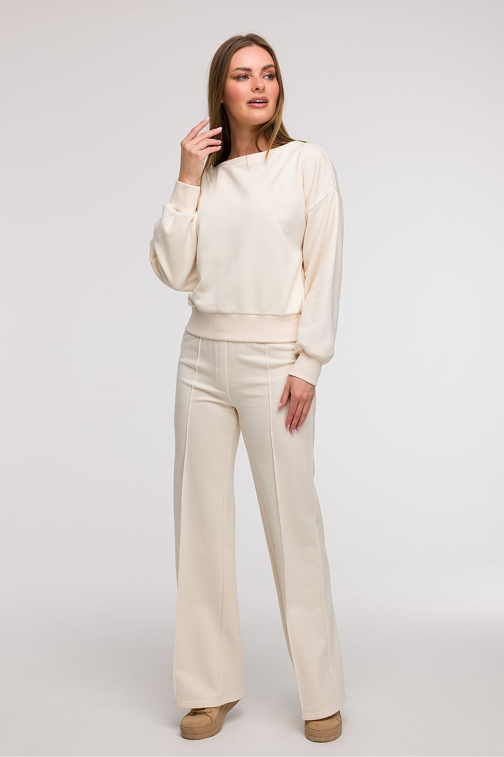 BeWear bluse med åpen rygg til dame fra MS StyleHaven, laget av Bomull; polyester, farge beige, størrelse s, med long ermer, perfekt til casual; dress