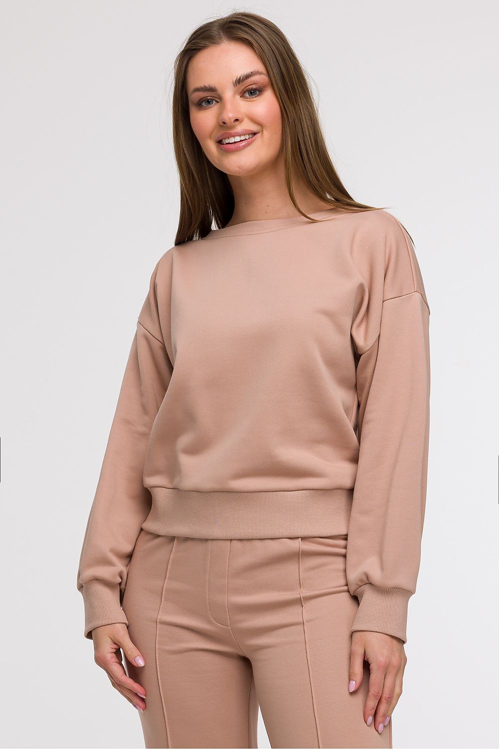 BeWear bluse med åpen rygg til dame fra MS StyleHaven, laget av Bomull; polyester, farge beige, størrelse L, med long ermer, perfekt til casual; dress