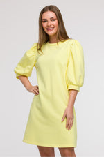 Løs Dagskjole - BeWear til dame fra MS StyleHaven, laget av Bomull; polyester, farge Gul, størrelse S/M, med 45720 ermer, perfekt til dress