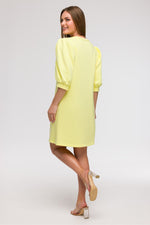 Løs Dagskjole - BeWear til dame fra MS StyleHaven, laget av Bomull; polyester, farge Gul, størrelse 2XL/3XL, med 45720 ermer, perfekt til dress