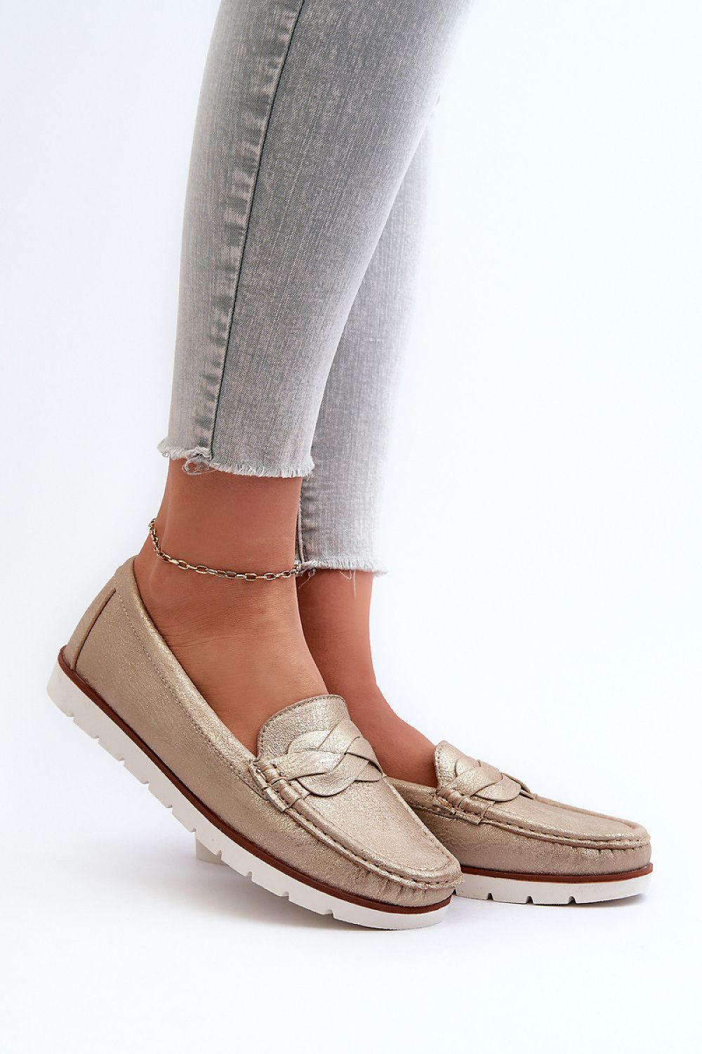 Mocassin Step in Style til dame fra MS StyleHaven, laget av polyester, farge beige, størrelse 40, med 45720 ermer, perfekt til casual; dress