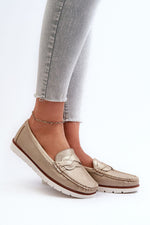 Mocassin Step in Style til dame fra MS StyleHaven, laget av polyester, farge beige, størrelse 40, med 45720 ermer, perfekt til casual; dress