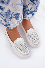 Mocassin Step in Style til dame fra MS StyleHaven, laget av Bomull, farge Hvit, størrelse 38, med short ermer, perfekt til casual