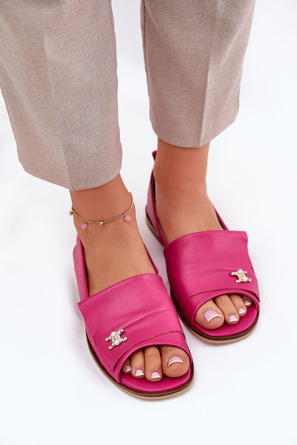 ballerina-sko Step in style til dame fra MS StyleHaven, laget av Bomull; polyester, farge beige, størrelse 38, med 45720 ermer, perfekt til casual; dress